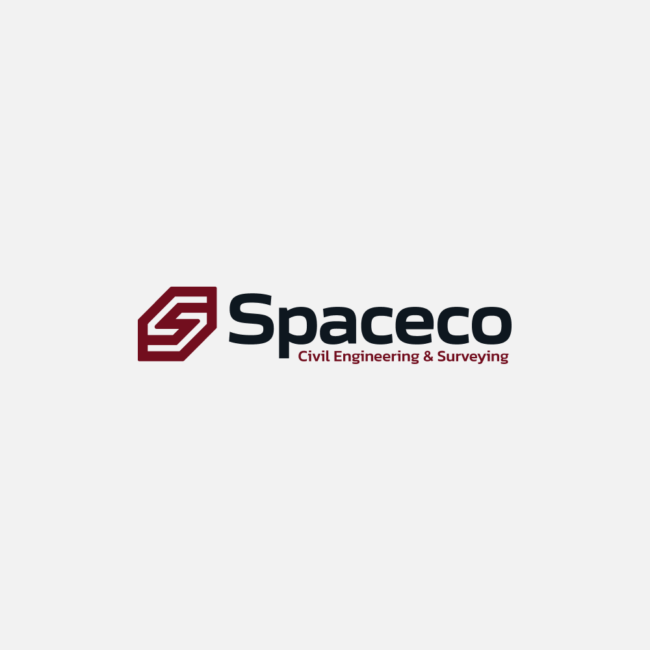 Spaceco logo: red geometric icon, black and red text on white.