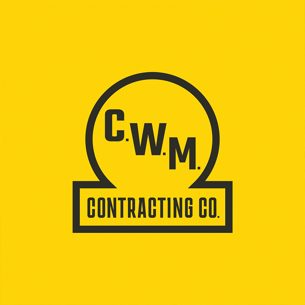 C.W.M. in a circle above CONTRACTING CO. on yellow.