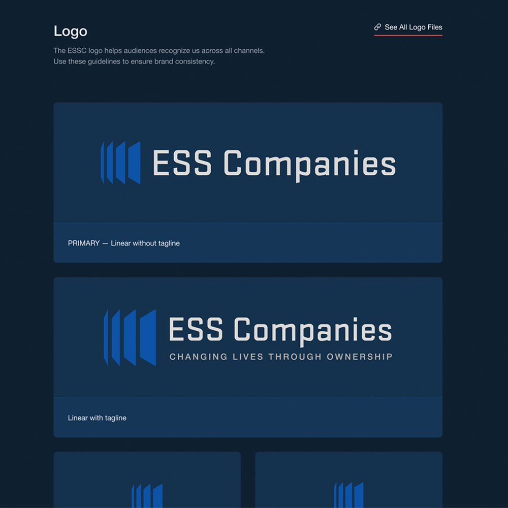 ESS Companies logos: one plain, one with 