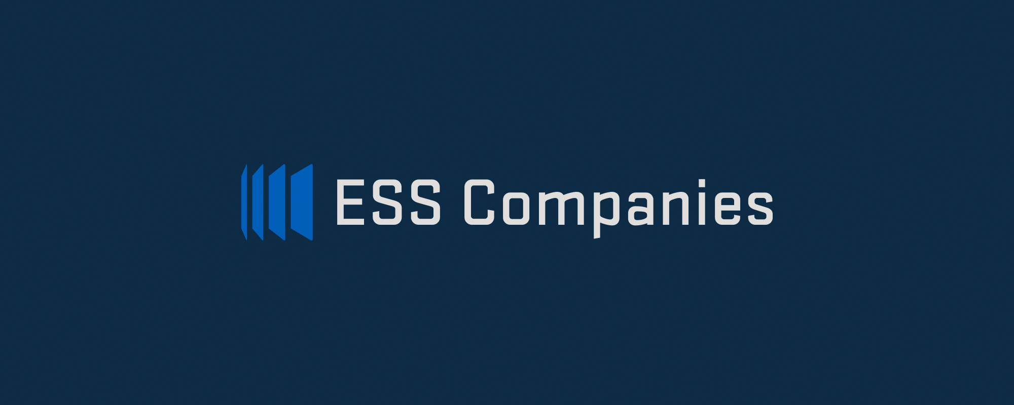 ESS Companies logo: three blue bars, light gray name, dark blue background.