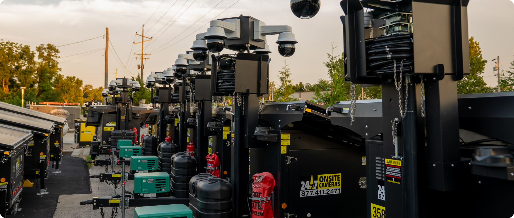 A shot of a lot full of 24/7 onsite Cameras equipment.