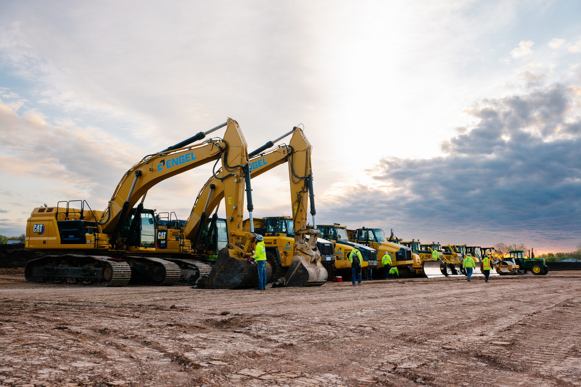Heavy equipment and workers