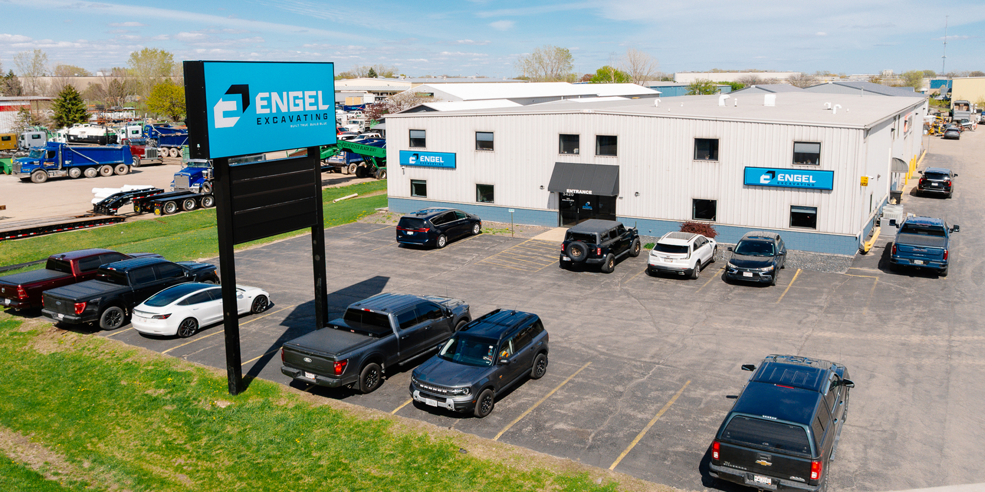 aerial view of Engel Excavating office